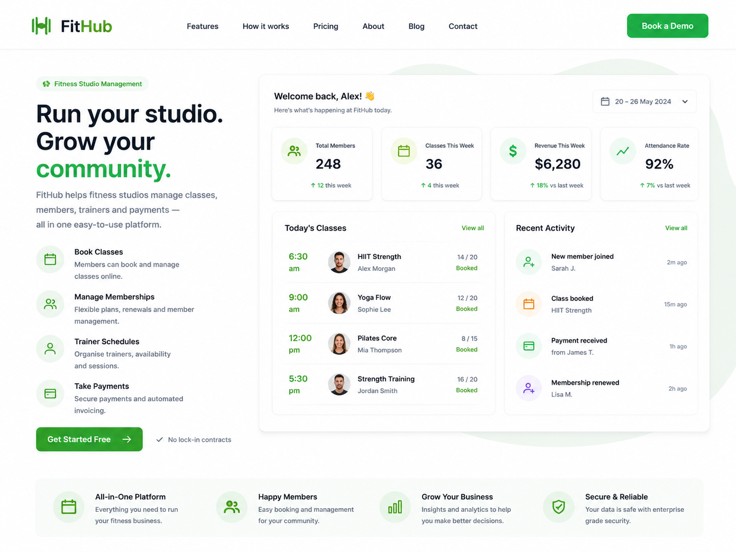 Fitness studio app